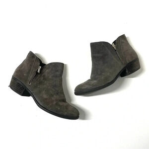 Lucky Brand Brenton Taupe Gray Suede Leather Ankle Booties Size 7M